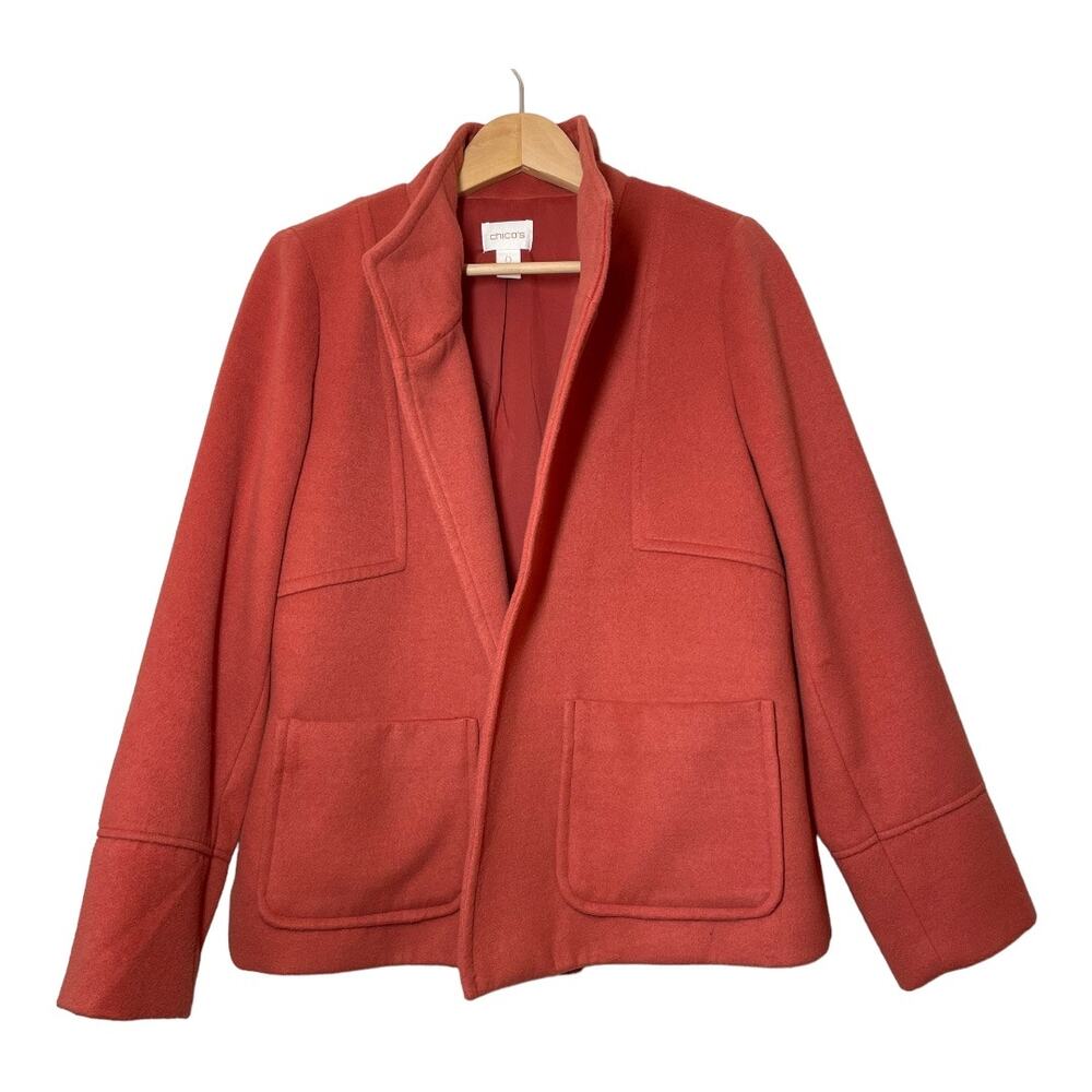 Chico's Womens Jacket Open Blazer Rusty Orange Small Chico 0